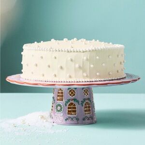 New With Tags Anthropologie Ginger Stoneware Cake Stand in Purple